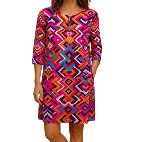 Anthropologie Everly Psychedelic 70s Shift Dress Size Small - Picture 1 of 14